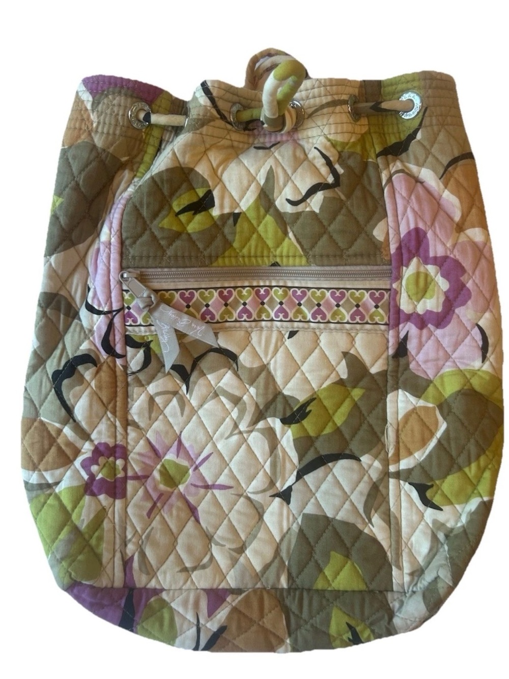 Vera Bradley Quilted Cotton Drawstring Backpack Portobello Road Floral Cinch Bag